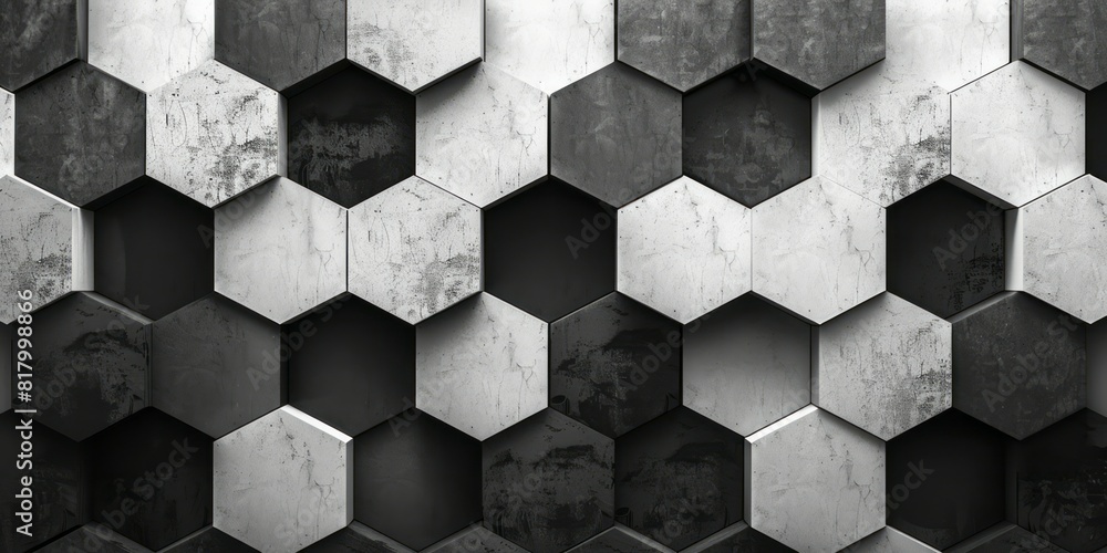 Poster a black and white geometric wall design with sharp lines and patterns