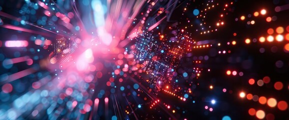 Naklejka premium Technology Abstract, Neural Algorithm Visuals, Technology Abstract Background