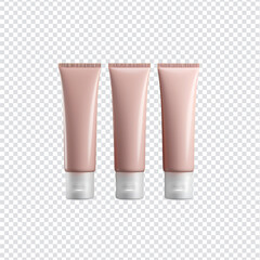 colored cosmetic tubes isolated on a transparent background