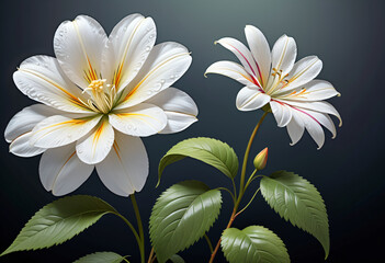 White flower on Black background