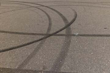 tire tracks during dangerous driving on the road