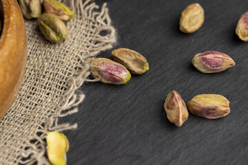 delicious salted green pistachios without shells