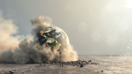 Image of a world covered in smoke from global warming