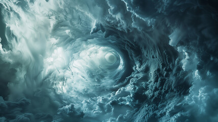 The image evokes a sense of impending doom or natural disaster. View of the hurricane from the inside