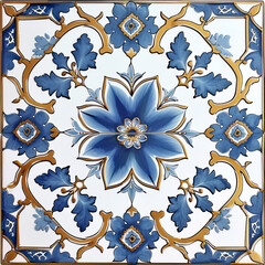 Elegant Blue and Gold Tile Design