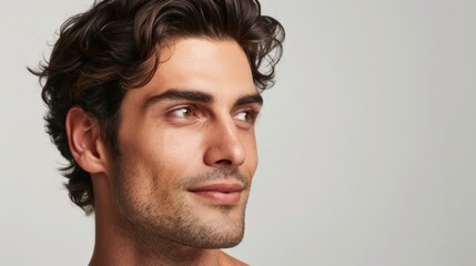 Fototapeta premium Profile of a man with a dreamy expression looking away