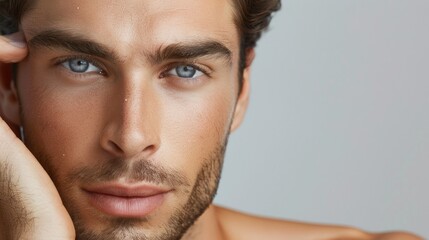 Fototapeta premium Close-up of a handsome man with blue eyes