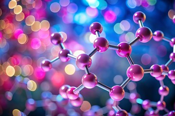 pink molecule on bokeh background