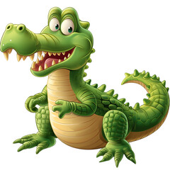 Naklejka premium Charming crocodile cartoon animal toy character isolated with transparent background. 