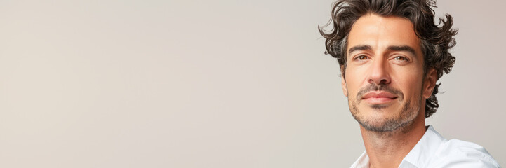 Obraz premium Confident man in white shirt looking aside