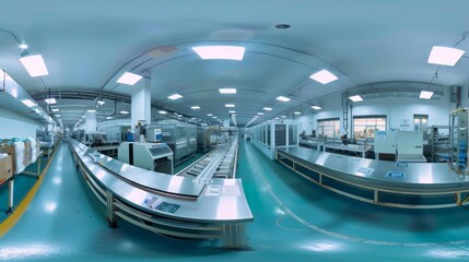 Fototapeta premium High-tech electronic device factory, focusing on the production of intricate circuit boards, captured in industrial settings
