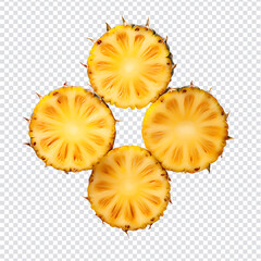 Ripe Pineapple Slice isolated on a transparent background