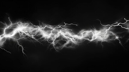 Lightning animation thunderstorm electricity background isolated with black background 