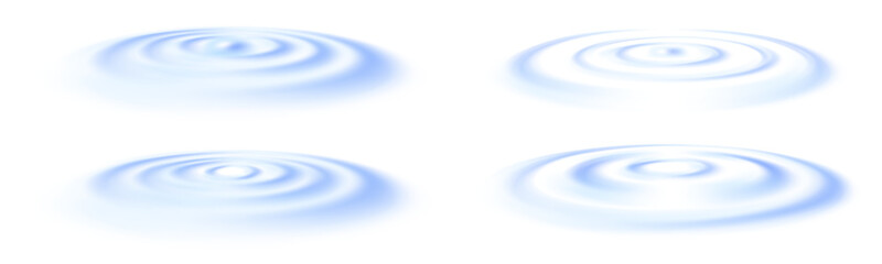 Water drop wave splash effects. Realistic water ripple. Waves over transparent background