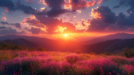 Majestic Sunset Mountains Landscape Ukraine, HD, Background Wallpaper, Desktop Wallpape