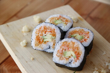 sushi with salmon Salmon steak: smoked salmon: salmon sushi