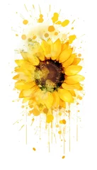 Poster de jardin  Sunflower graphic flat design top view summer theme water color vivid  © kamon