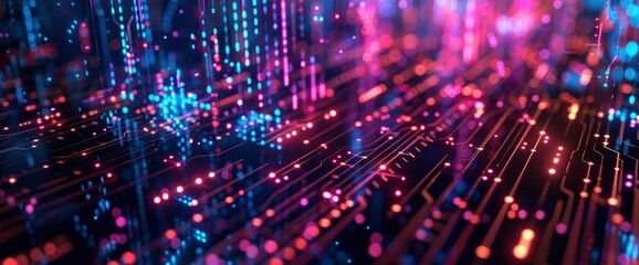 Obraz premium Technology Abstract, Blockchain Neural Streams, Technology Abstract Background