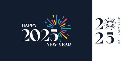 2025 Happy New Year logo design vector. colorful and trendy new year 2025 design template.