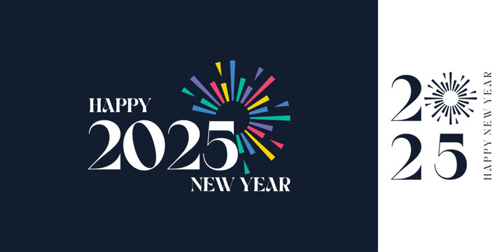 2025 Happy New Year logo design vector. colorful and trendy new year 2025 design template.