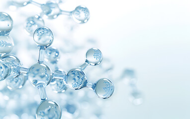 A close up of a blue molecule with a clear center. The molecule is surrounded by other molecules, creating a complex structure. Concept of complexity and interconnectedness