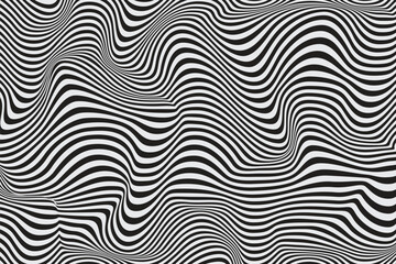 Simple wavy background. Vector illustration of striped pattern with optical illusion, op art