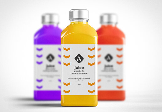 Glass Juice Bottle set Mockup