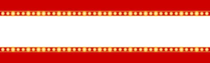 Realistic retro neon marquee blank for decoration. Concept of cinema and broadway. Isolated over transparent