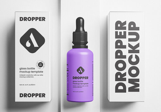Dropper Bottle with two Boxes Mockup