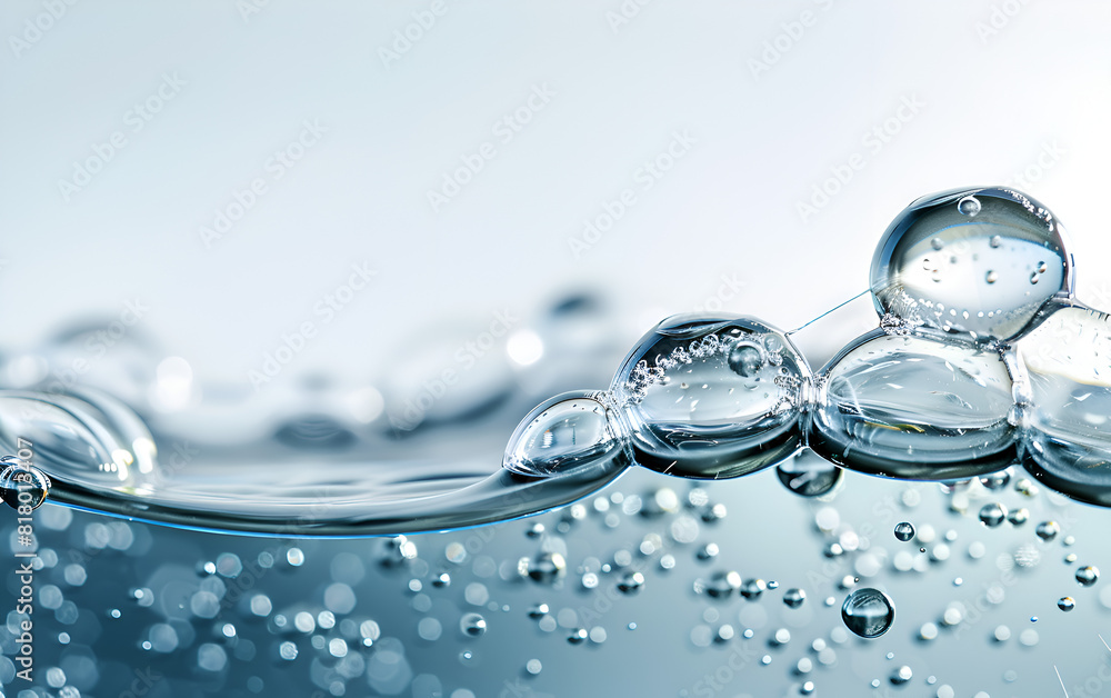 Poster a wave of water with many small bubbles. the bubbles are scattered throughout the water, creating a 