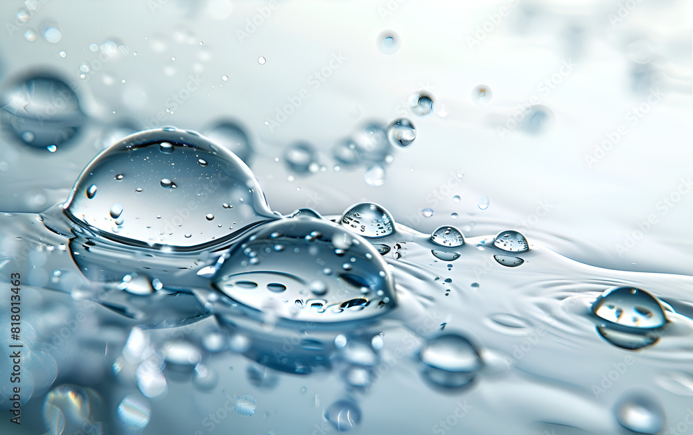 Poster a wave of water with many small bubbles. the bubbles are scattered throughout the water, creating a 