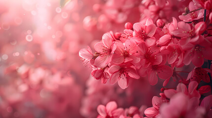 Pink wallpaper with flowers. 