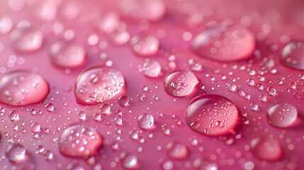 Pink wallpaper with small water drops. Pinkish background with water drops on its surface. Minimalist background. 