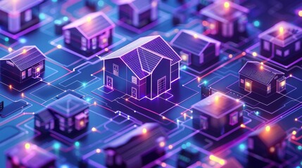 Illustration of blockchain integration in real estate transactions and ownership