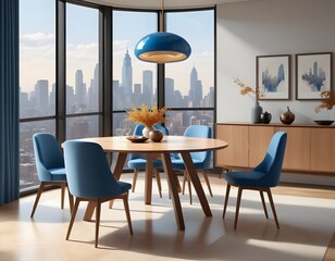 3D rendering of an elegant dining set in a contemporary luxury dining room