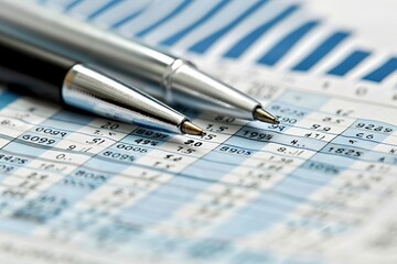 Analyzing detailed financial reports on paper in a traditional business setting
