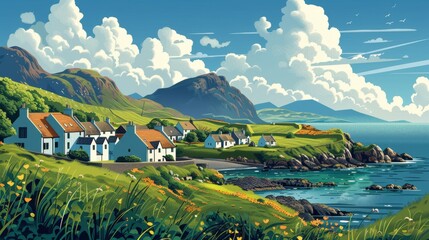 Fototapeta premium Illustration of Isle of Skye, Scotland