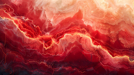 Smooth fire red marbled surface background or wallpaper or website or header, copy text space for words 