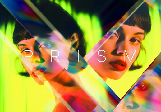 Prism Reflection Photo Effect Mockup With Generative AI