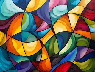 Fototapeta premium Abstract lines and curves in vibrant colors creating a dynamic and spacious look