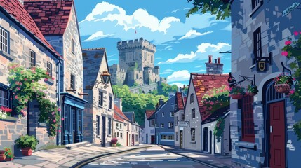 Fototapeta premium Illustration of Kilkenny, Ireland