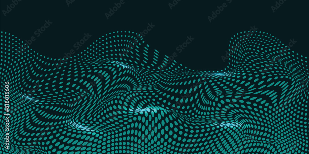 Poster abstract halftone wave dotted background. vector modern optical pop art texture for your design