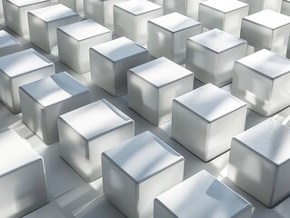 3D cubes arranged in a grid pattern with shadows creating depth and space