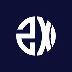 modern zx letter logo design