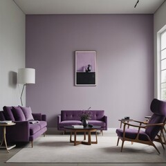 stylish purple living room interior