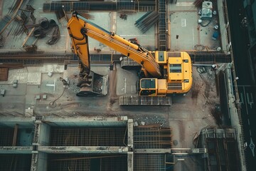 Crane operation at a large construction site