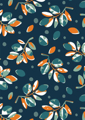 Simple  tropical leaves design seamless pattern