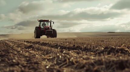 A farmer on a tractor field UHD wallpaper