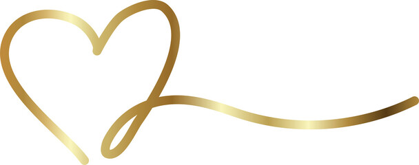 Heart gold hand drawn icon, love, valentine, wedding