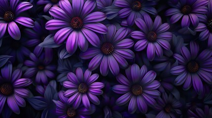 Purple daisies on floral background